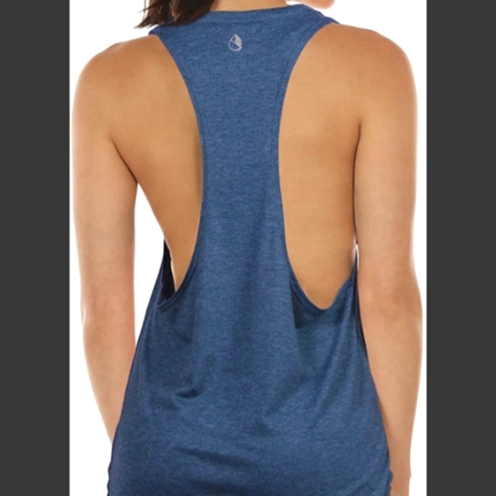 Work Out tank top racerback and exaggerated armholes - Blue color - Size Medium